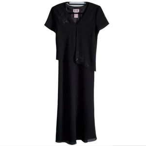 R&K Vintage Black Short Sleeve Formal Maxi Dress